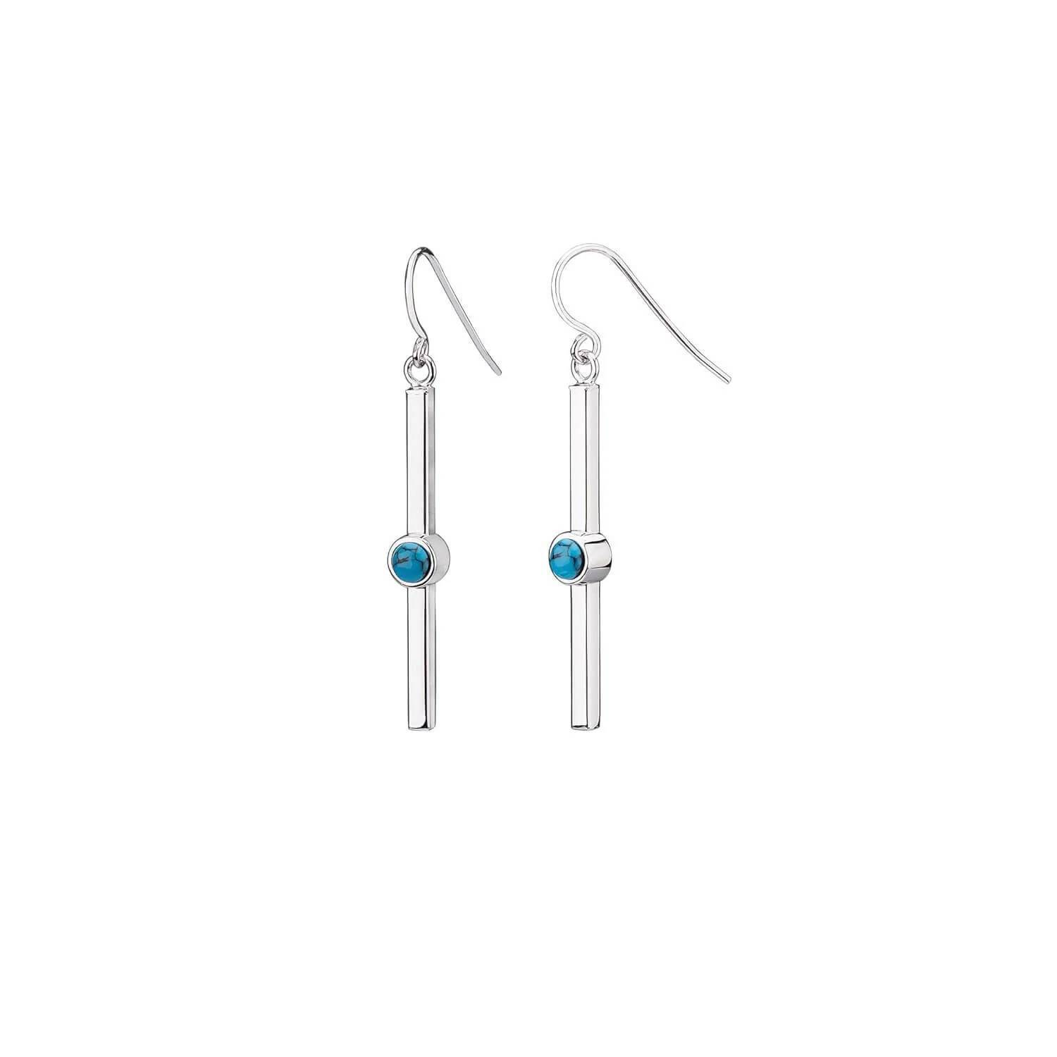New Gold & Honey Women's Turquoise Bar Dangle Earrings In Silver